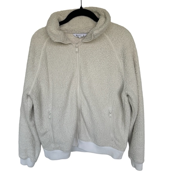 Athleta womens Tugga Sherpa zip up Jacket Natural Ivory Off White size small - Picture 4 of 9
